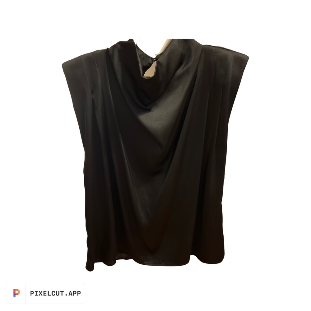 black blouse with shoulder pads